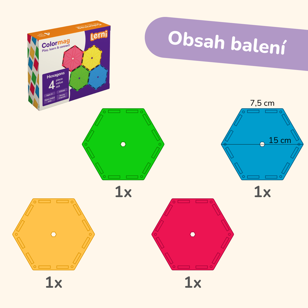 Colormag Hexagons set of 4pcs