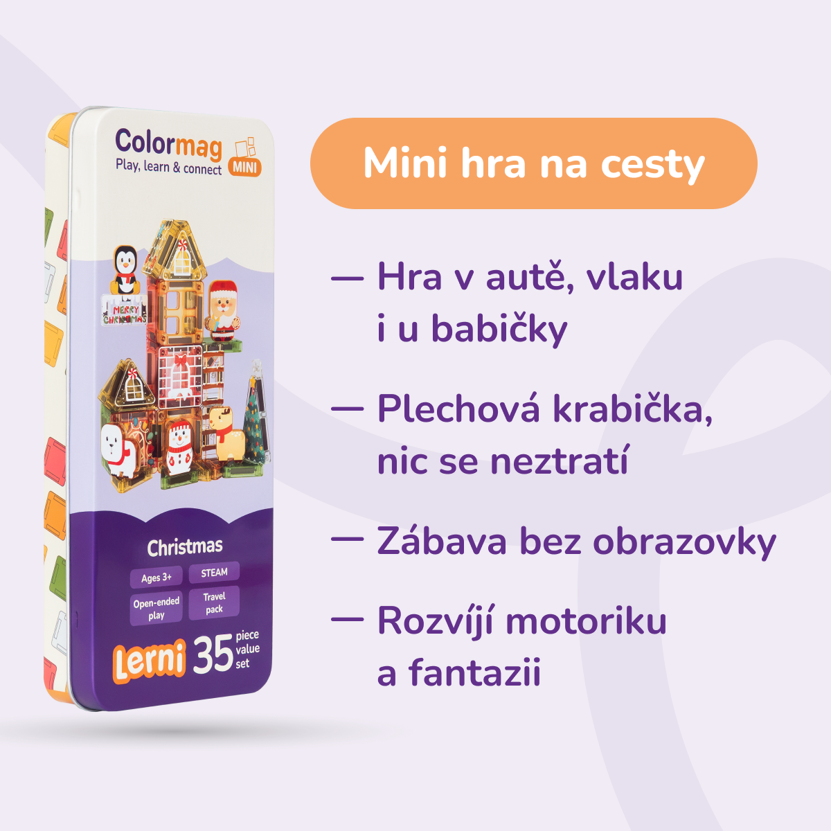 Colormag Mini Christmas v plechové krabičce – výhody na cesty