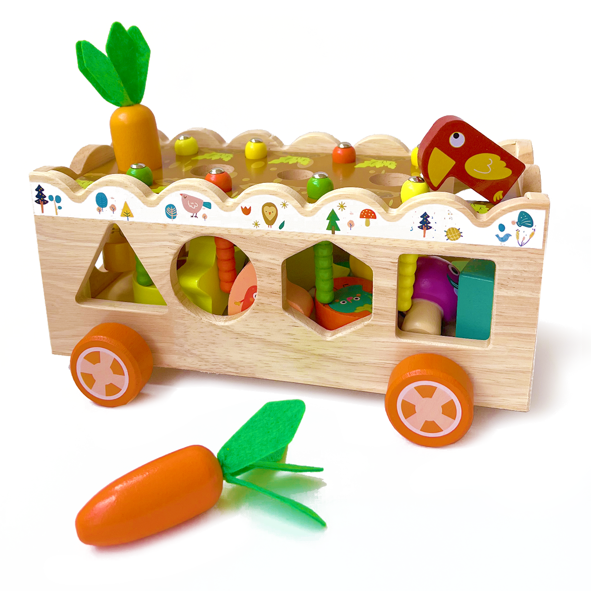 Dřevěná vkládačka, vozíček