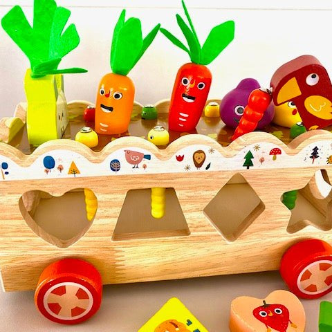 Dřevěná vkládačka, vozíček - Lerni.cz