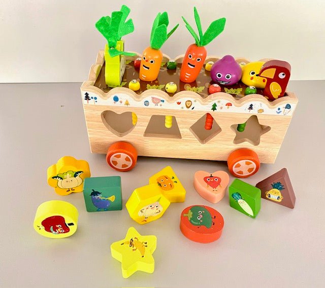Dřevěná vkládačka, vozíček - Lerni.cz