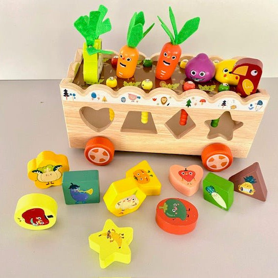 Dřevěná vkládačka, vozíček - Lerni.cz