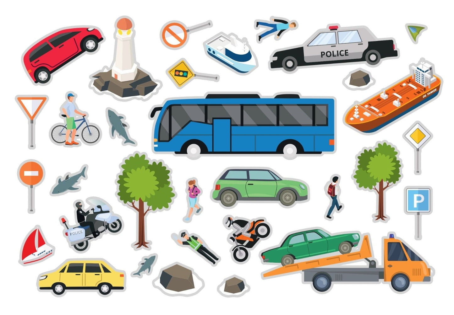 Samolepky k opakovanému použití: Vozidla - Lerni.cz
