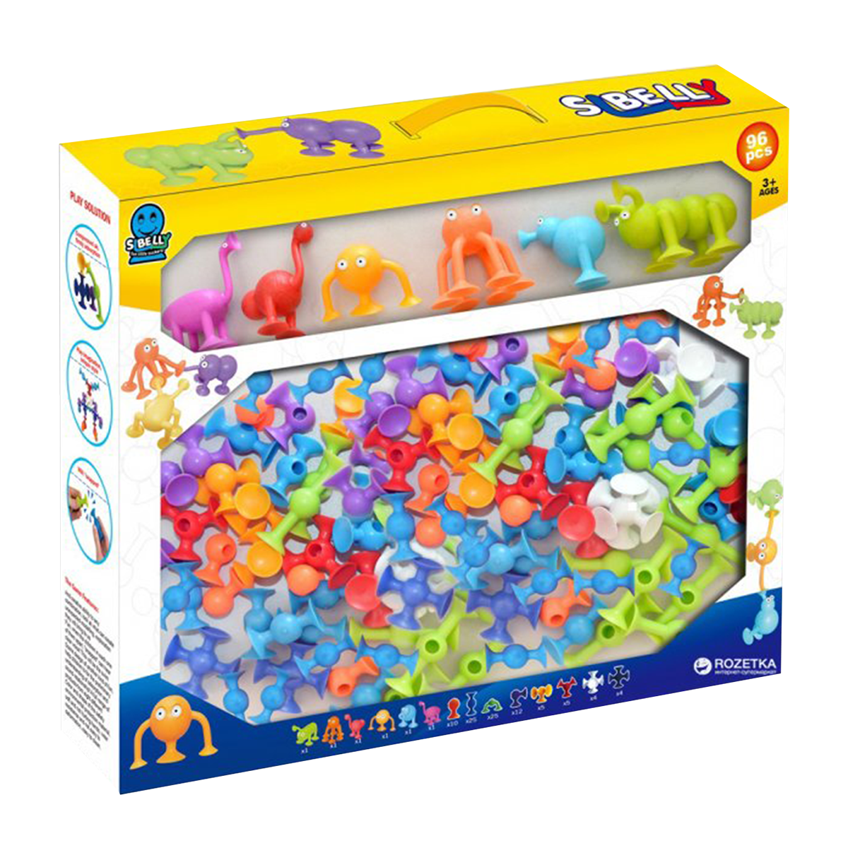 Rozbaleno : Přísavková stavebnice Zvířátka 96 kusů