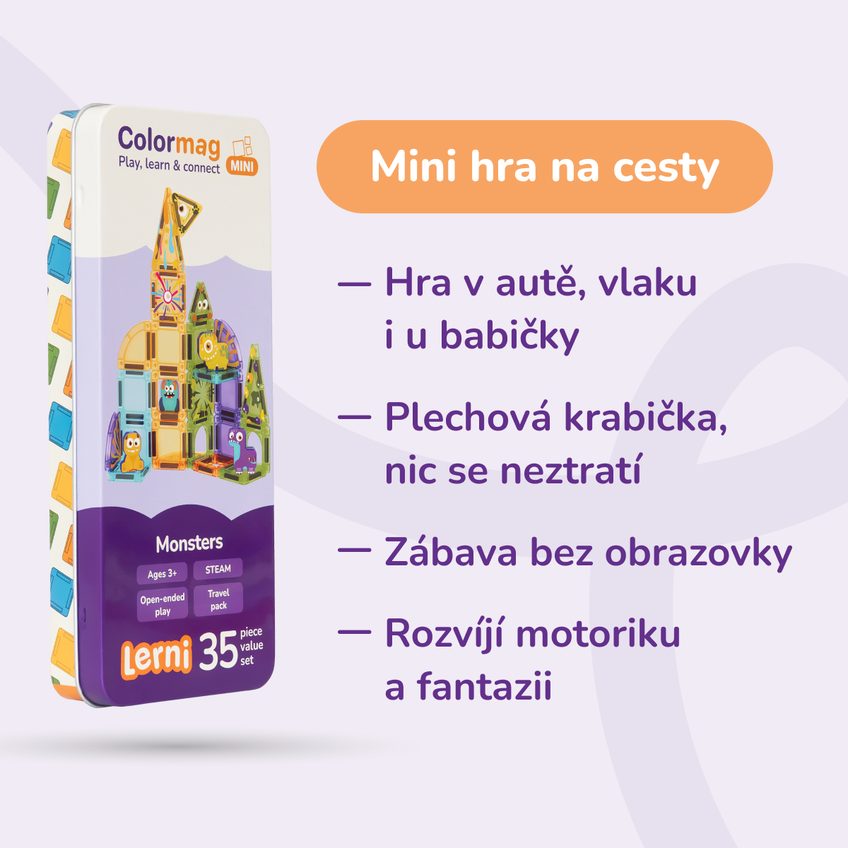 Colormag Mini Monsters v plechové krabičce – výhody na cesty