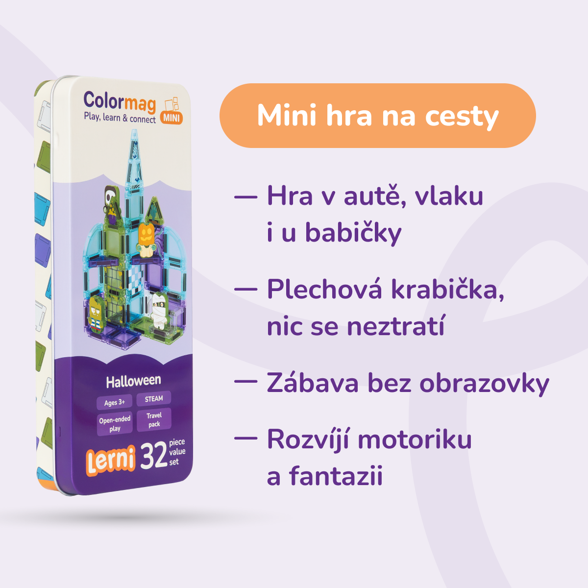 Colormag Mini Halloween v plechové krabičce – výhody na cesty