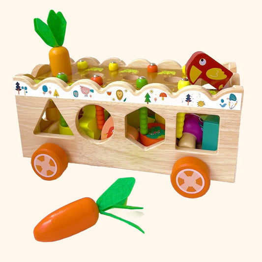 Dřevěná vkládačka, vozíček