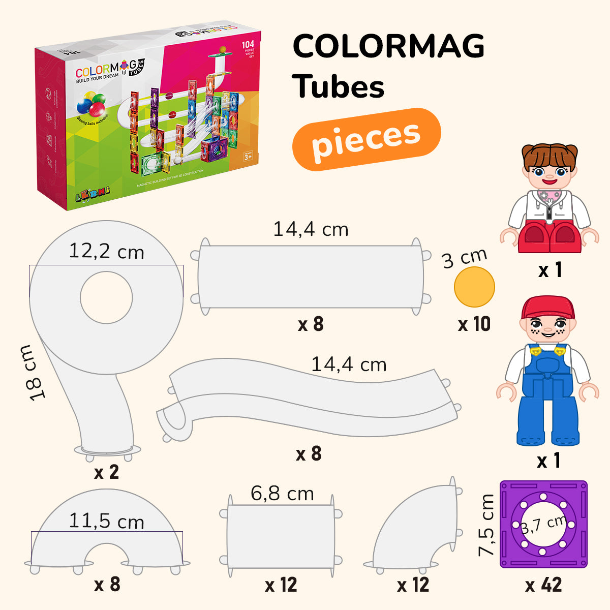 Magnetická stavebnice COLORMAG TUBES